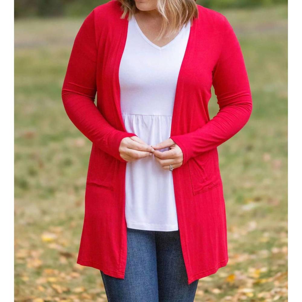 NEW MICHELLE MAE classic cardigan in red